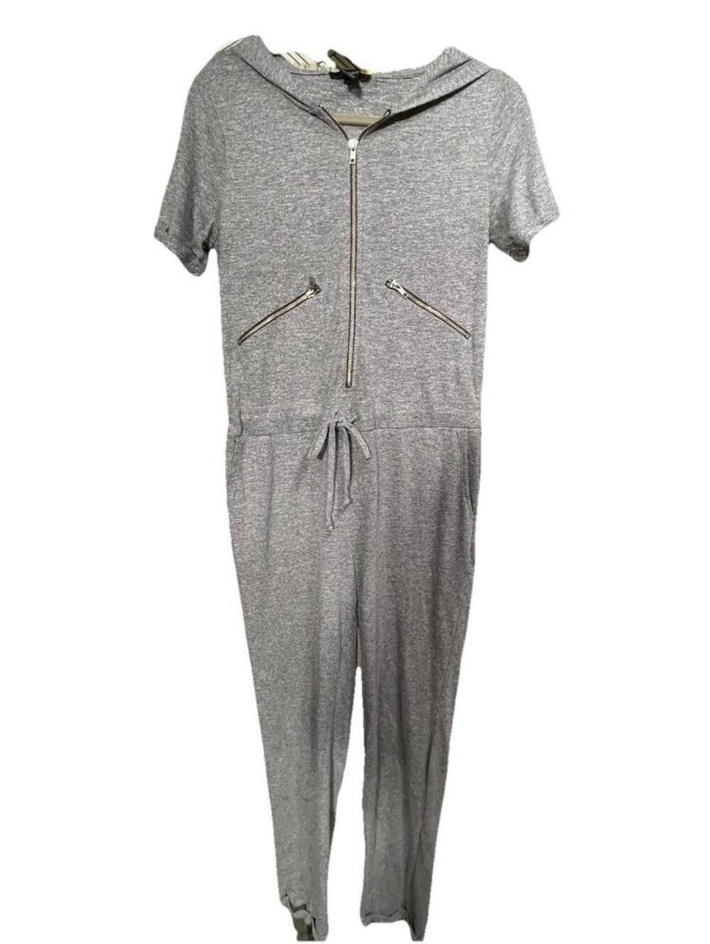 Forever 21 Women’s Short Sleeve Hooded Zip Jumpsuit Lounge Wear Sz Small